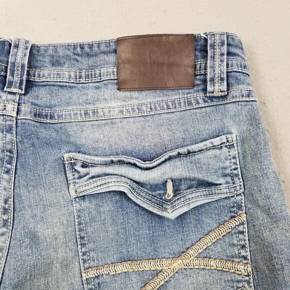 TK Axel Jeans Mens 36x34 Blue Slim Boot Light Wash Denim Embroidered Pockets - Picture 8 of 15